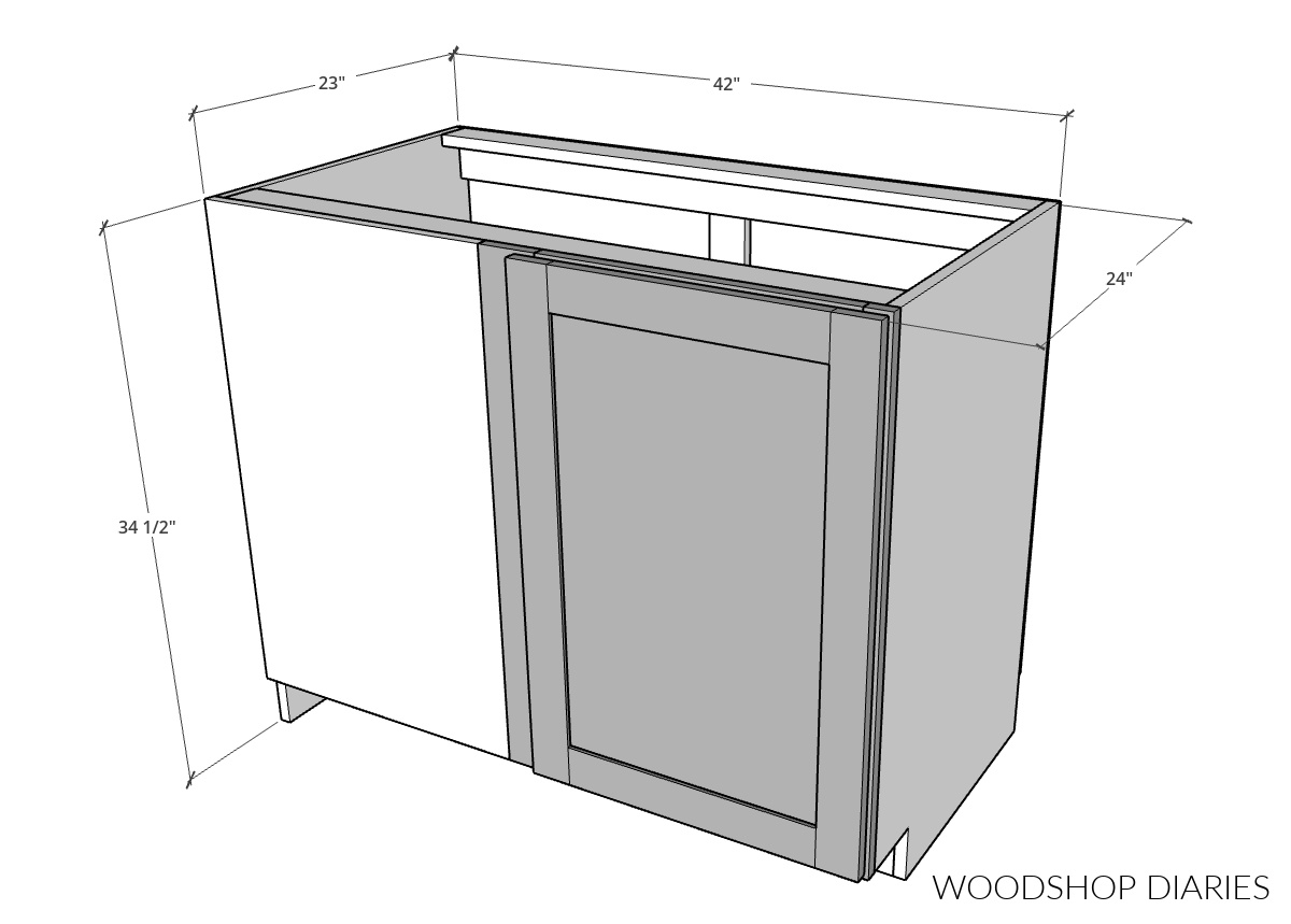 Overall dimensional diagram of blind corner cabinet