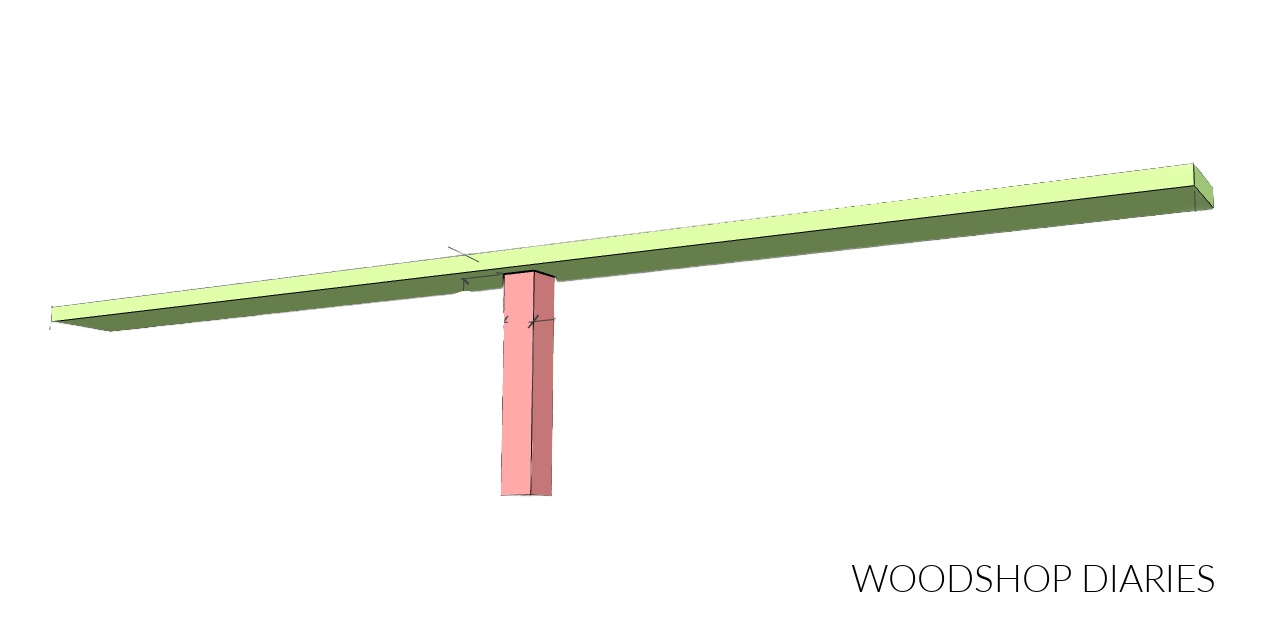 Diagram slowing bed slats with center post