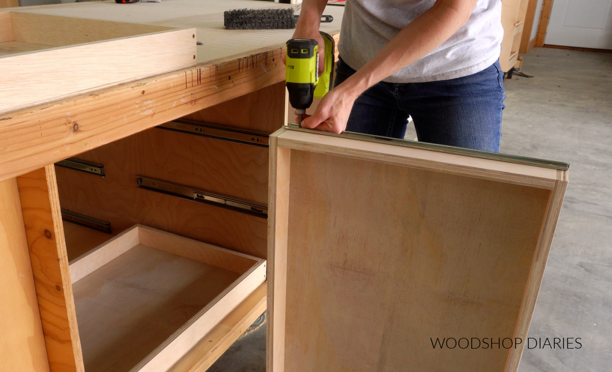Shara Woodshop Diaries securing drawer slides to side of drawer box