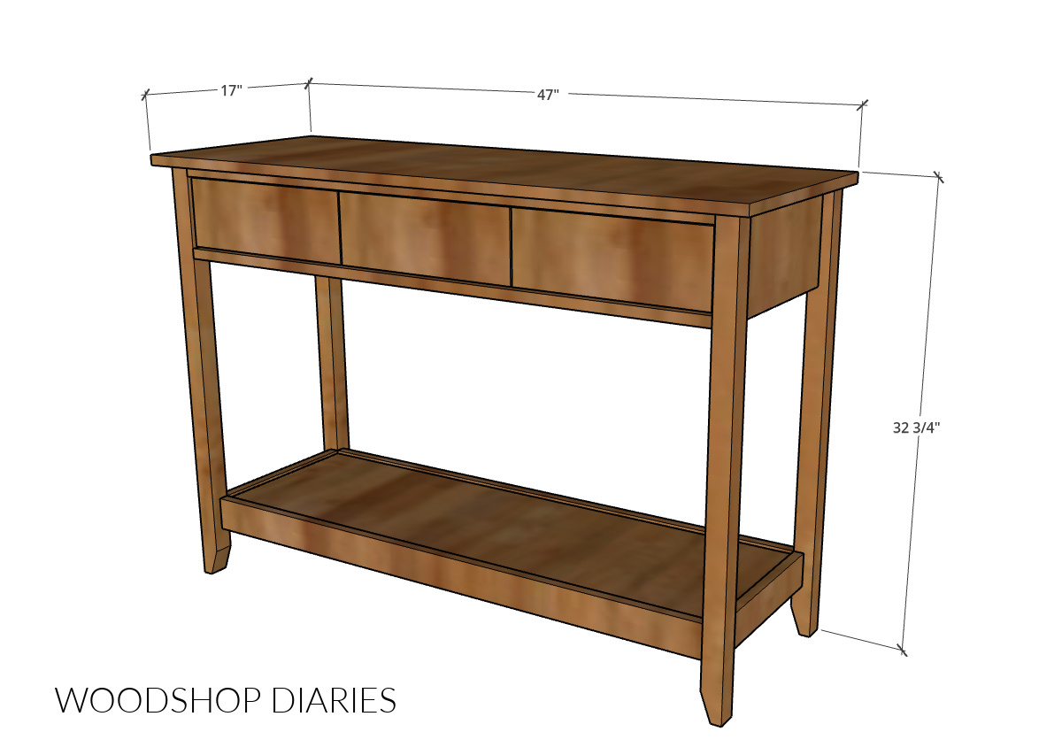 Overall dimensional diagram of DIY console table