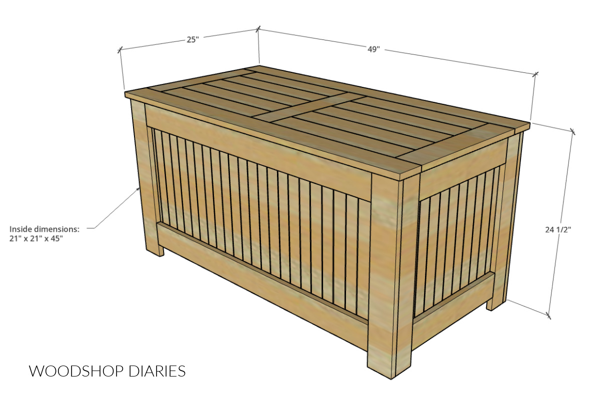 overall dimensional diagram of DIY outdoor storage box