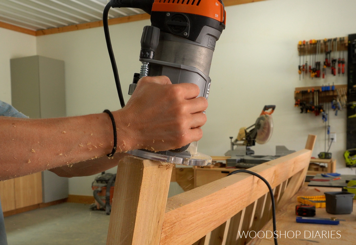Shara Woodshop Diaries routing around gate ends with chamfer
