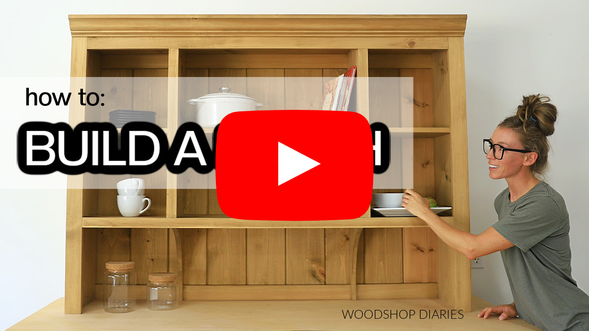 YouTube thumbnail image showing hutch with text "how to build a hutch"