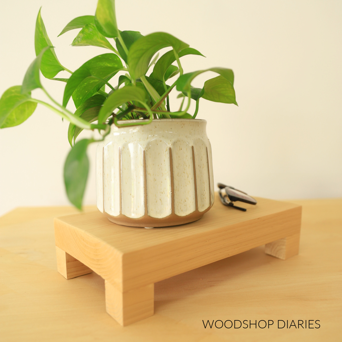 Completed scrap wood cedar riser with 2x2s for feet