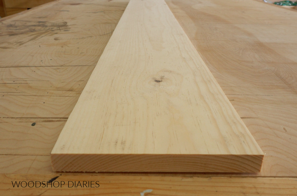 1x8 spruce whitewood board on workbench