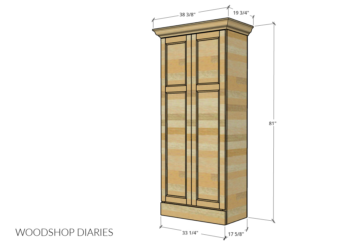 Overall dimensional diagram of DIY coat wardrobe cabinet