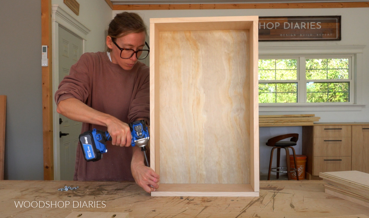 Shara Woodshop Diaries assembling drawer box on workbench