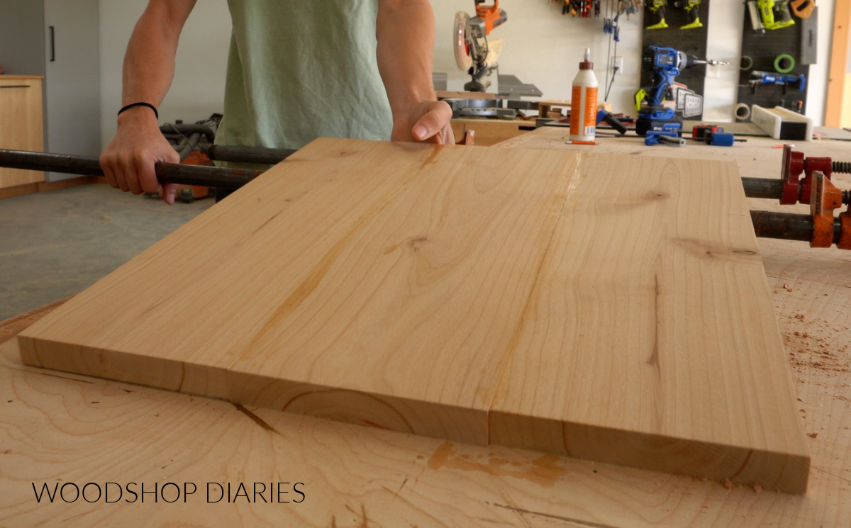 Glued up alder panel--three 1x6 pieces glued together