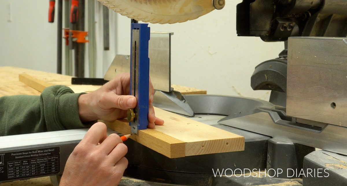 Shara Woodshop Diaries marking cut depth for notches in cross trivets