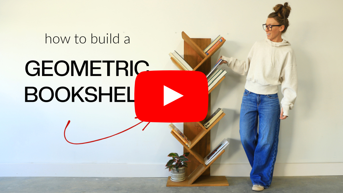 YouTube Thumbnail of how to build a geometric bookshelf video