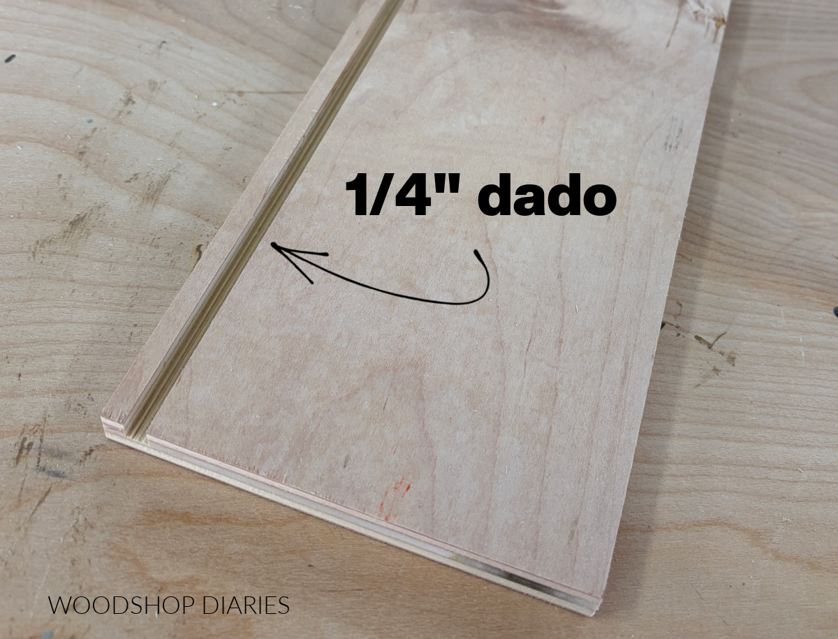 Piece of ½" plywood with ¼" dado cut ¼" from edge