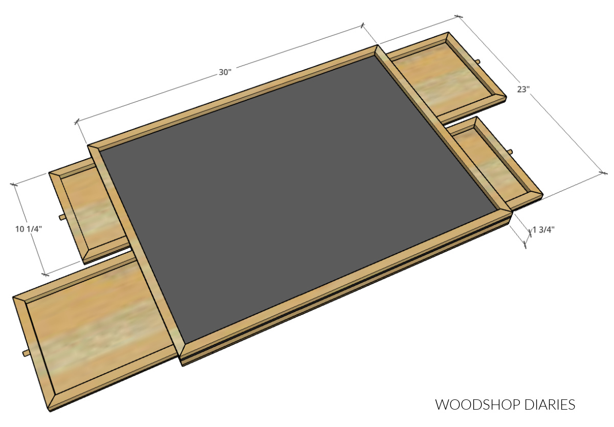 Puzzle board overall dimensional diagram showing 23" x 30" puzzle board