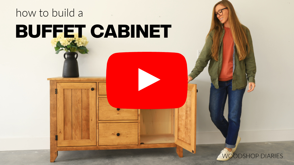 YouTube thumbnail for how to build  a buffet cabinet video