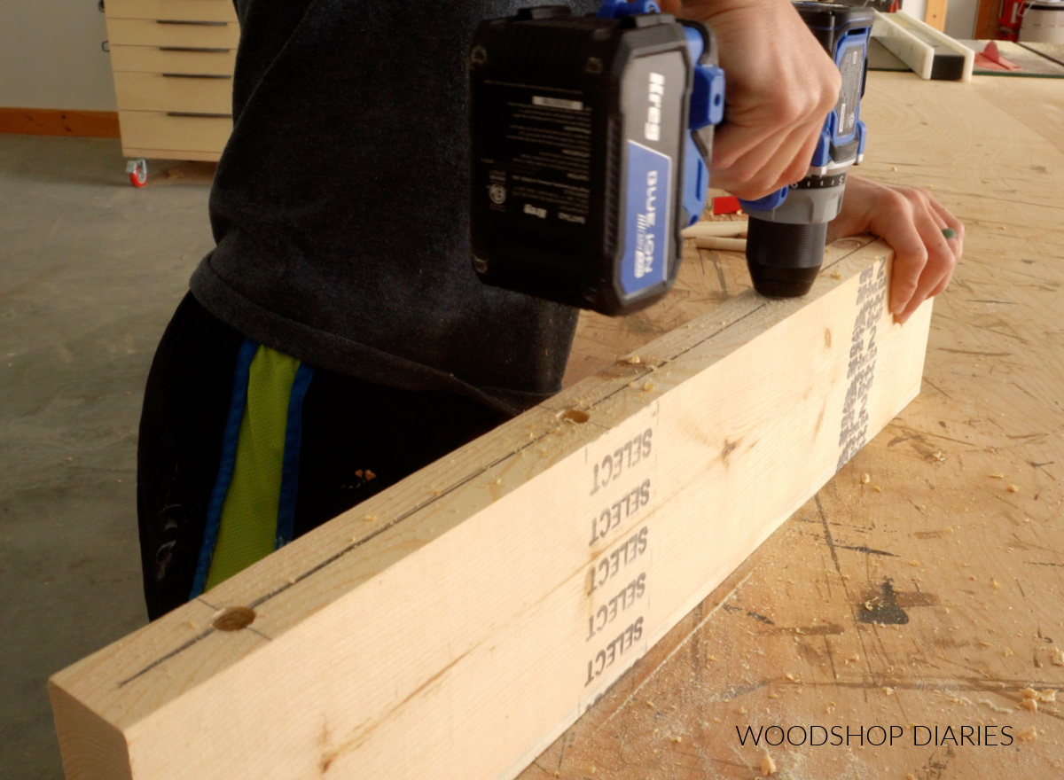Shara Woodshop Diaries drilling dowel holes without drilling guide