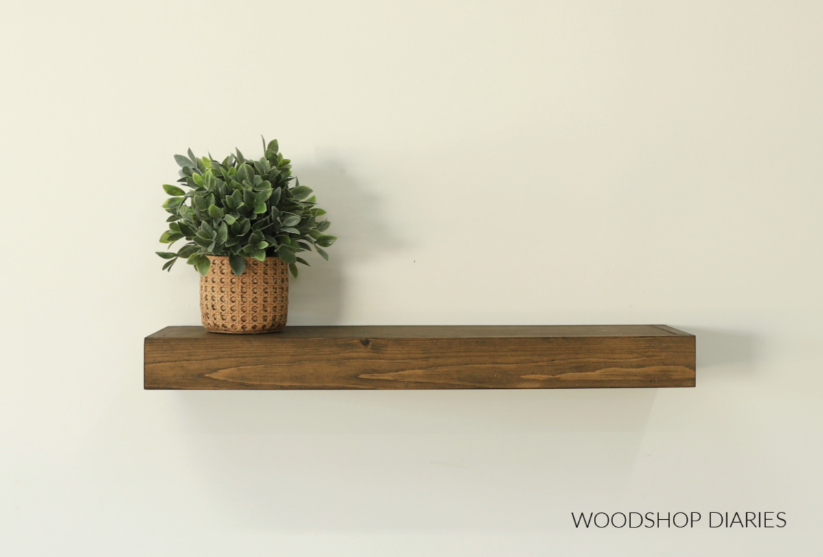 Completed DIY floating shelf installed on wall