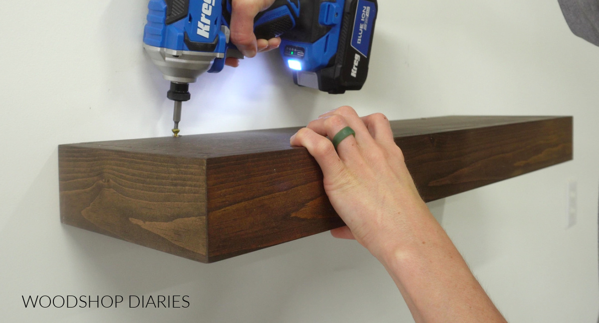 Shara Woodshop Diaries securing floating shelf box to floating shelf frame