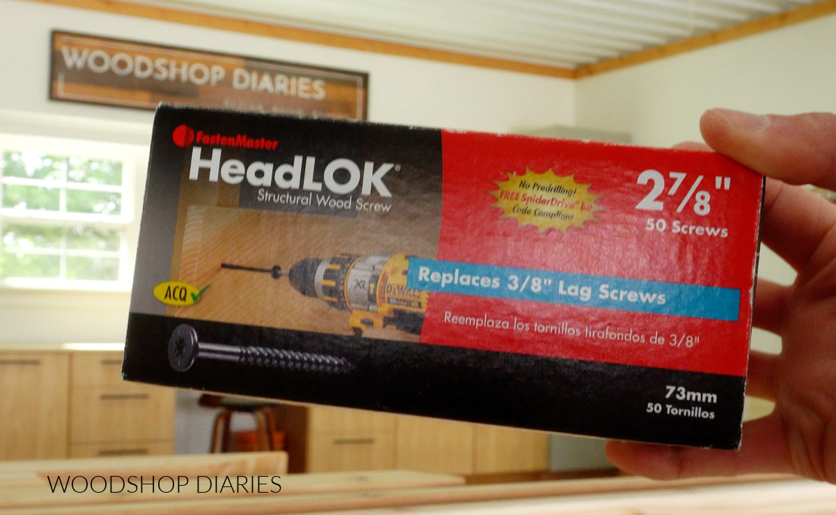Close up of box of HeadLOK screws