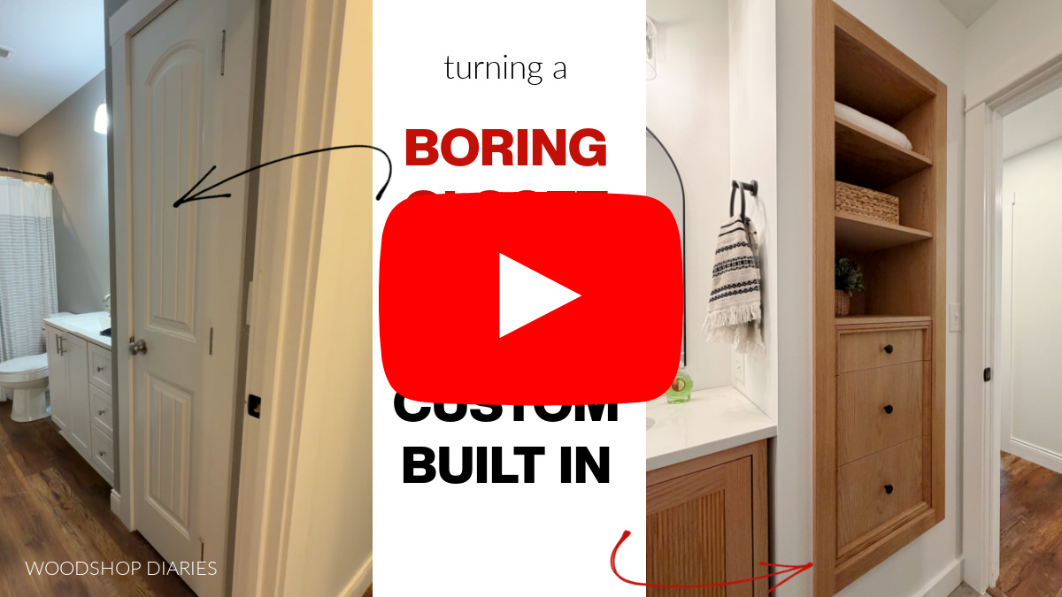 YouTube thumbnail for how to turn a boring closet into a custom built in video