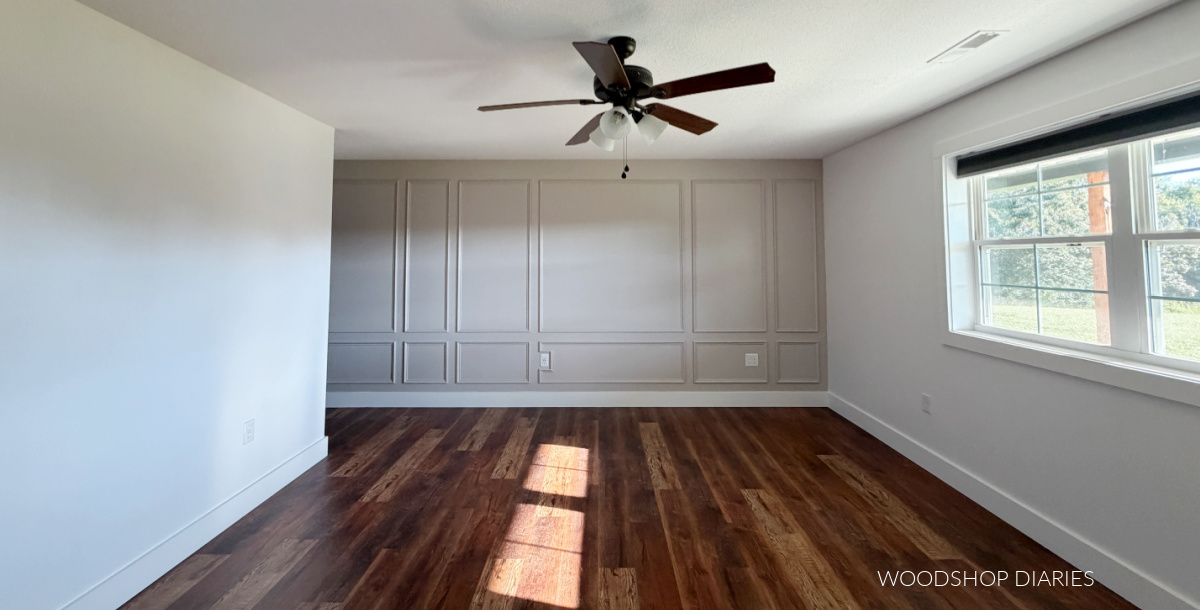Finished bedroom after trim molding and fresh paint