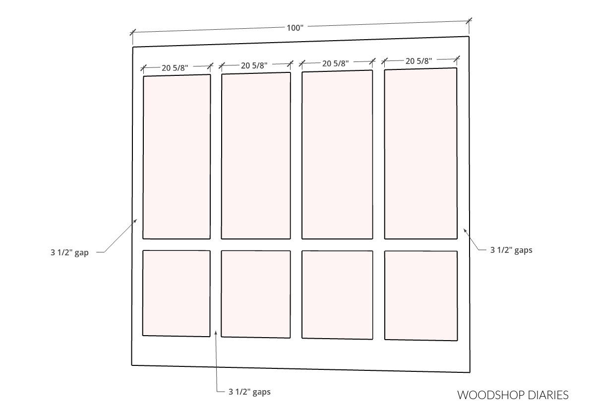 Diagram example of picture frame molding layout on wall