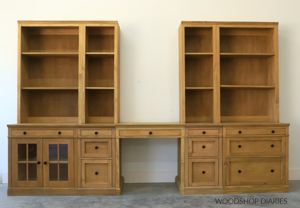 DIY home office built ins with desk, storage and shelving